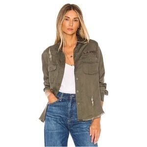 RAILS‎ Loren Olive Lightning Bolts Buttondown Military Style Jacket Top Medium